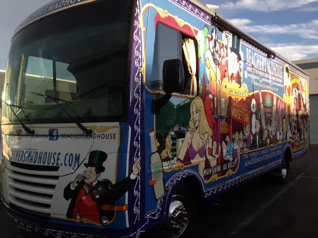 Beacher's Madhouse illustrated tour bus