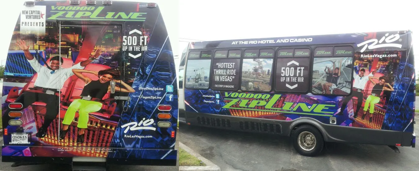 VooDoo Zipline shuttle bus for the Rio